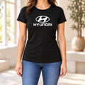 Women's Hyundai Car Round Neck T-Shirt — Black