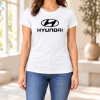Women's Hyundai Car Round Neck T-Shirt — White