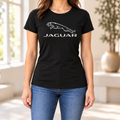 Women's Jaguar Symbol Car Round Neck T-Shirt — Black