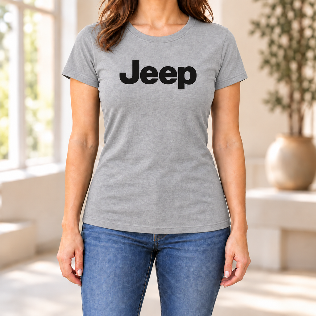 Women's Jeep Car Round Neck T-Shirt — Grey