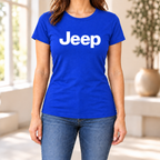 Women's Jeep Car Round Neck T-Shirt — Royal Blue
