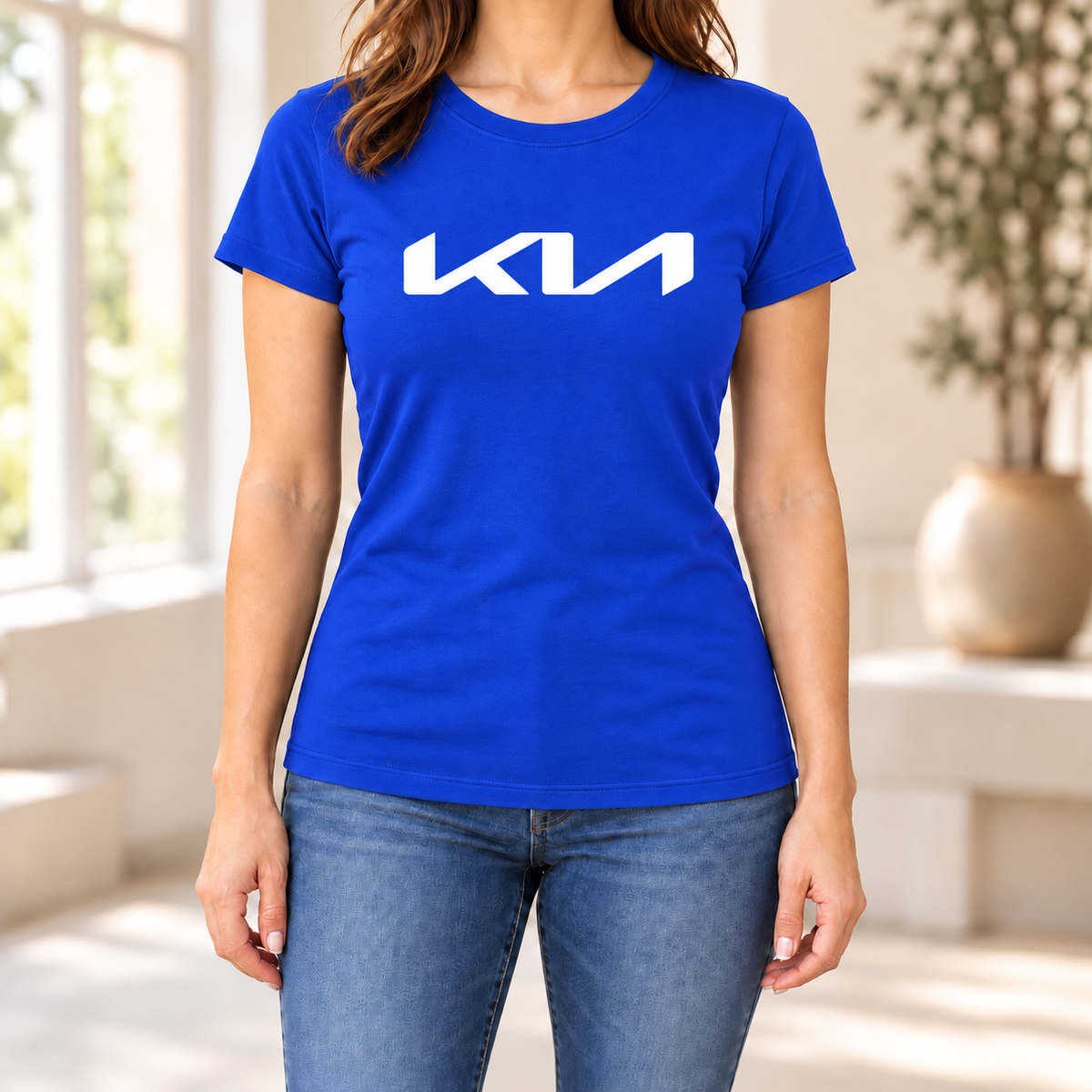 Women's Kia Car Round Neck T-Shirt — Royal Blue