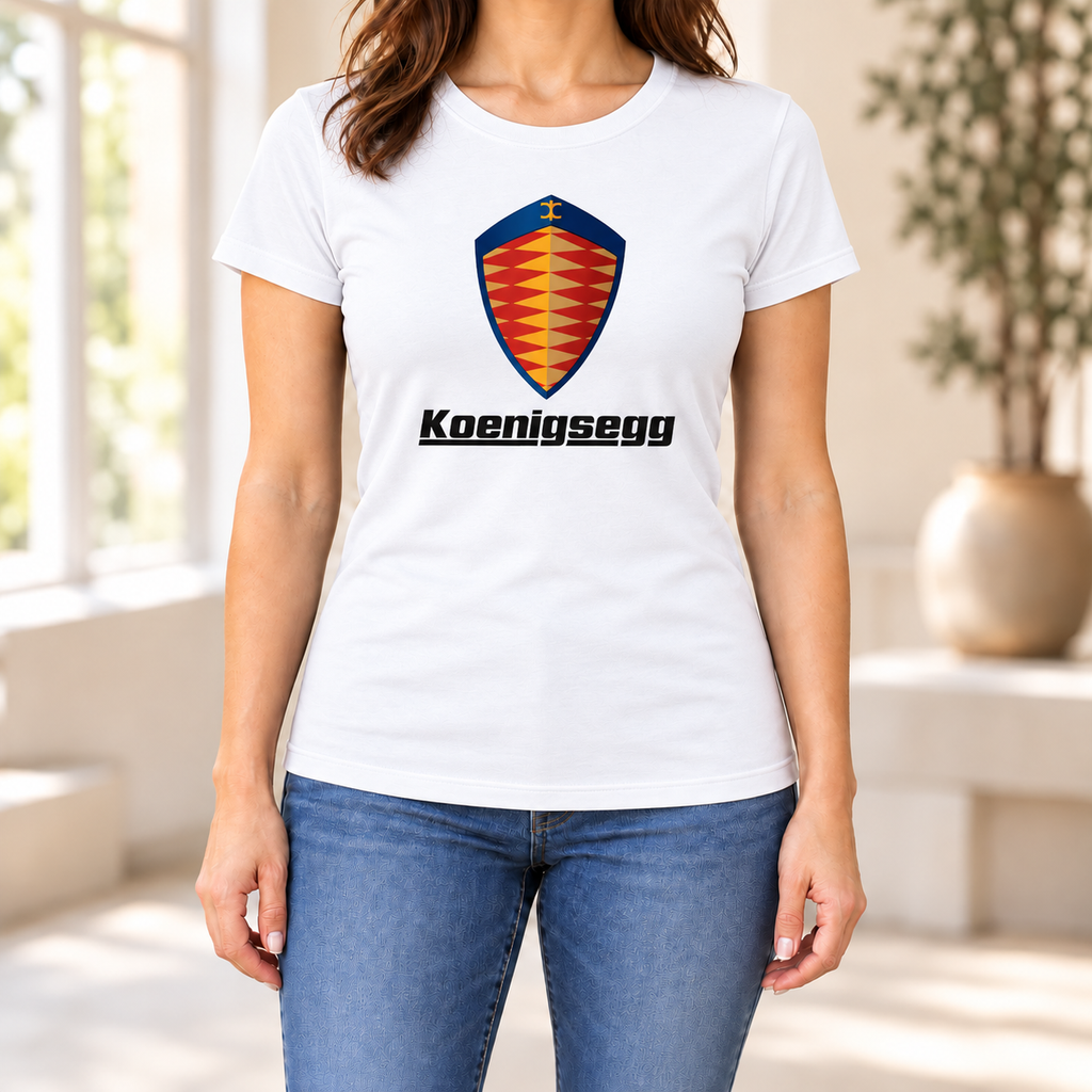 Women's Koenigsegg Car Round Neck T-Shirt — White