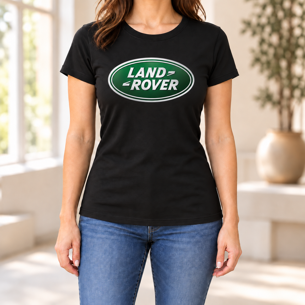 Women's Land Rover Car Round Neck T-Shirt — Black