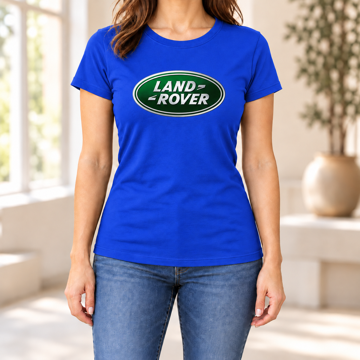 Women's Land Rover Car Round Neck T-Shirt — Royal Blue