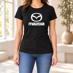 Women's Mazda Car Round Neck T-Shirt — Black