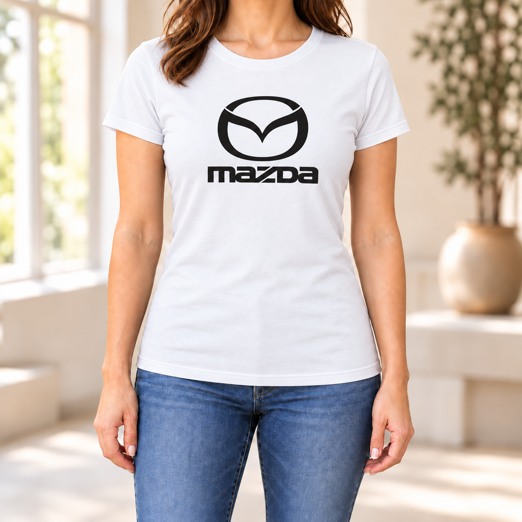 Women's Mazda Car Round Neck T-Shirt — White