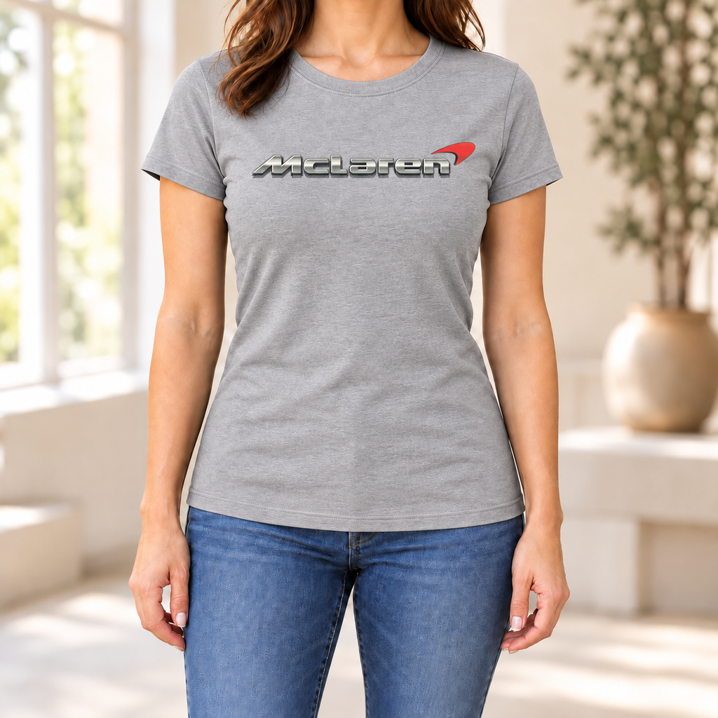 Women's McLaren Car Round Neck T-Shirt — Grey