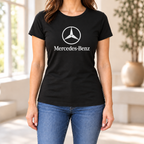 Women's Mercedes-Benz Luxury Car Round Neck T-Shirt — Black