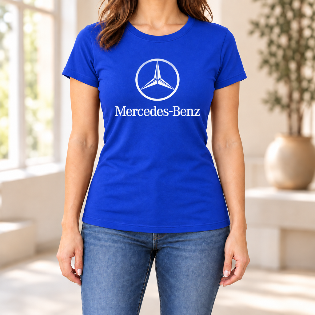 Women's Mercedes-Benz Luxury Car Round Neck T-Shirt — Royal Blue