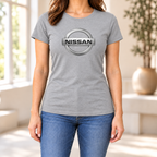 Women's Nissan Car Round Neck T-Shirt — Grey