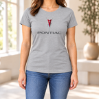 Women's Pontiac Car Round Neck T-Shirt — Grey