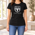 Women's Ram Car Round Neck T-Shirt — Black