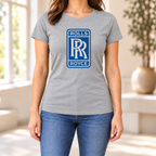 Women's Rolls Royce Car Round Neck T-Shirt — Grey
