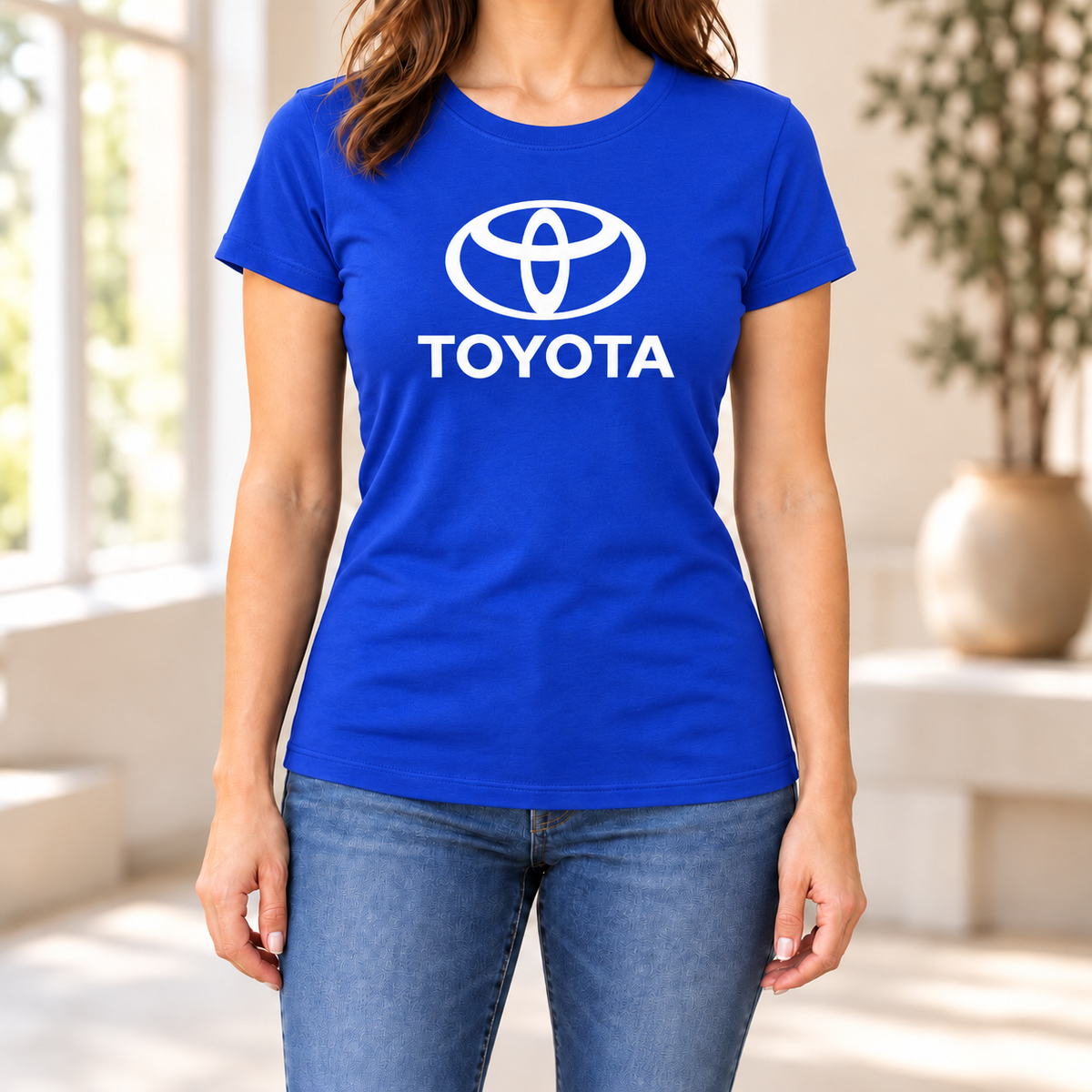 Women's Toyota Car Round Neck T-Shirt — Royal Blue