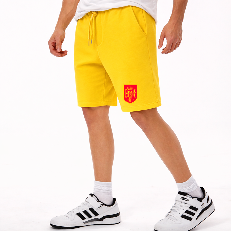 Men's Spain Red Logo National Soccer Team Athletic Fleece Shorts