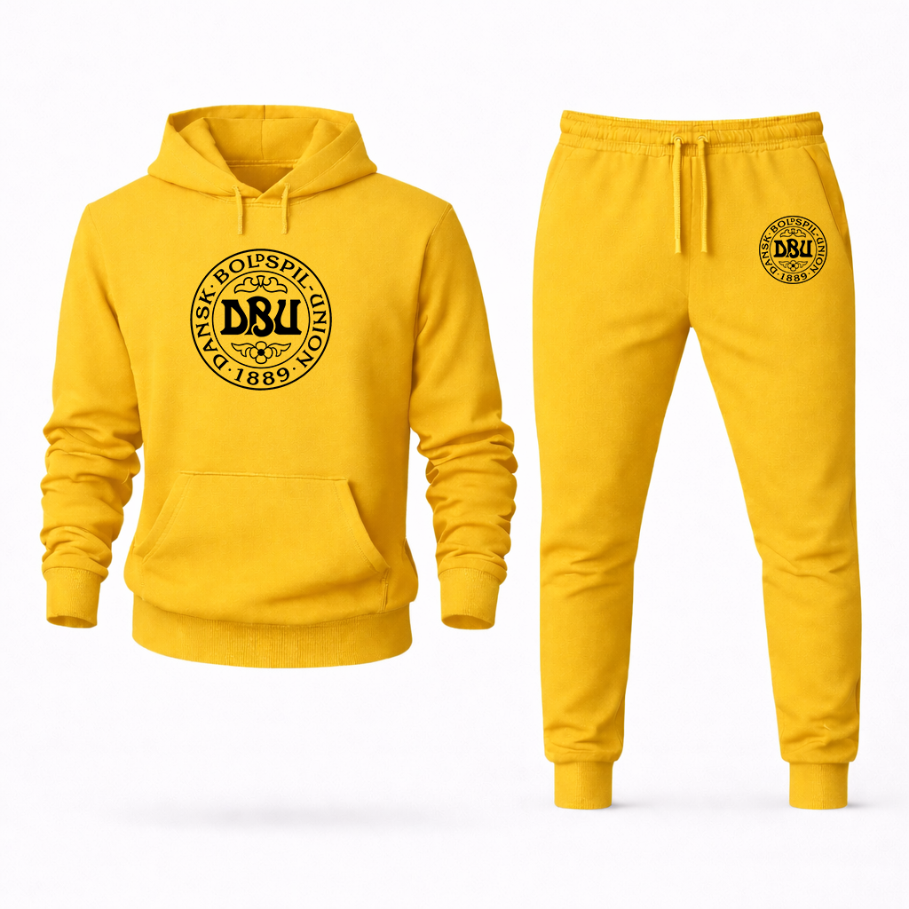 Men's Denmark Soccer Soccer Logo Hoodie Joggers Set