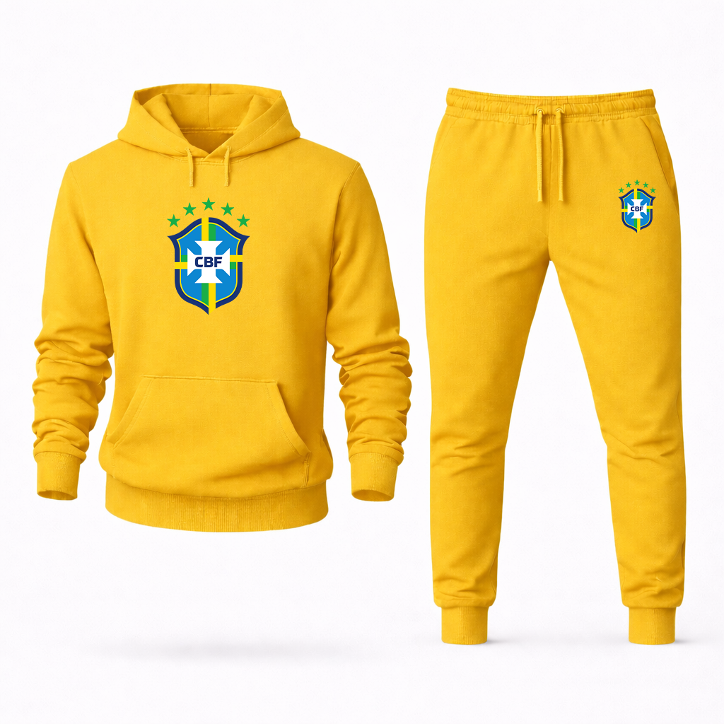 Men's Brazil National Soccer Team Hoodie Joggers Set